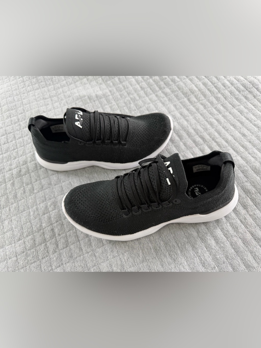 APL Black Knit Slip-On Sneakers with White Sole